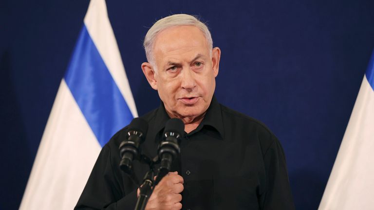 Benjamin Netanyahu said it was &#39;time for war&#39;. Pic: AP